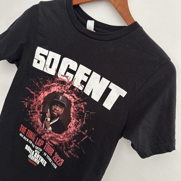 50 Cent The Final Lap Tour 2023 Tour T-Shirt Sz Small Black Concert Busta Rhymes - Picture 2 of 7